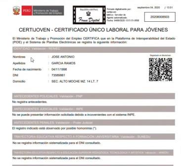 certijoven certificado unico laboral