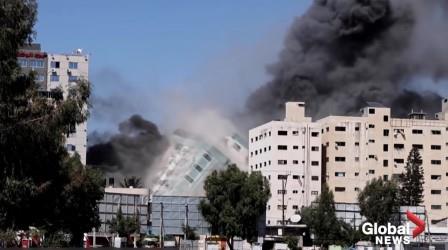 israel destruye edificio prensa Palestina may 2021