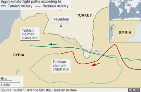 ruta avion ruso abatido nov 2015