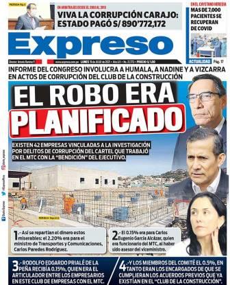 Diario Expreso para el 19 de julio de 2021