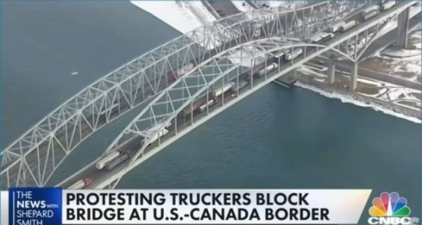 bloqueo camioneros puente frontera Canada EEUU