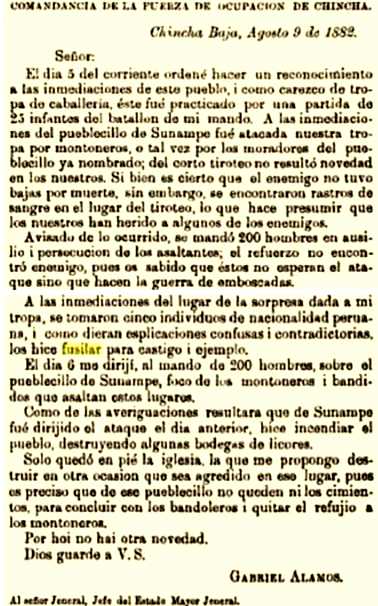 parte ocupacion chilena sunampe