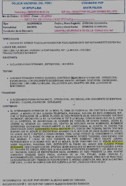 Parte Policial 28.09.15 Raimondi