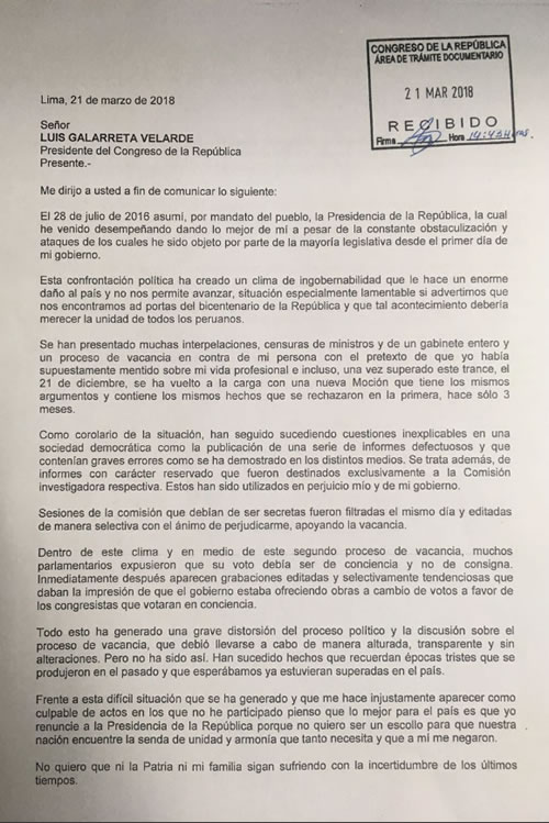 carta renuncia 2018 3 21 PedroPabloKuczynsk 1