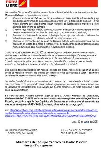 informe demanda fujimori eleccion 2021 2