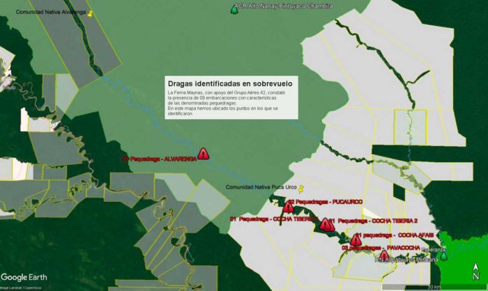 mapa de dragas identificadas en el Nanay 1 700x418