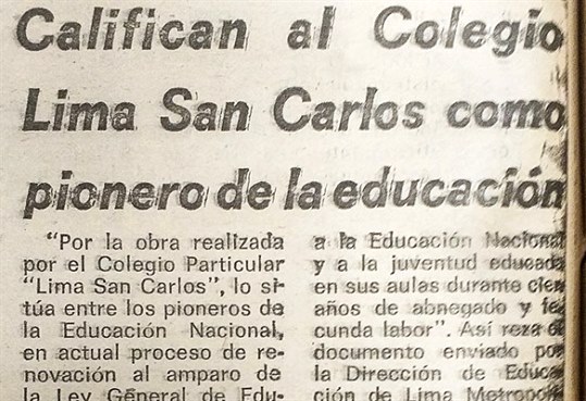 colegio Lima San Carlos pionero